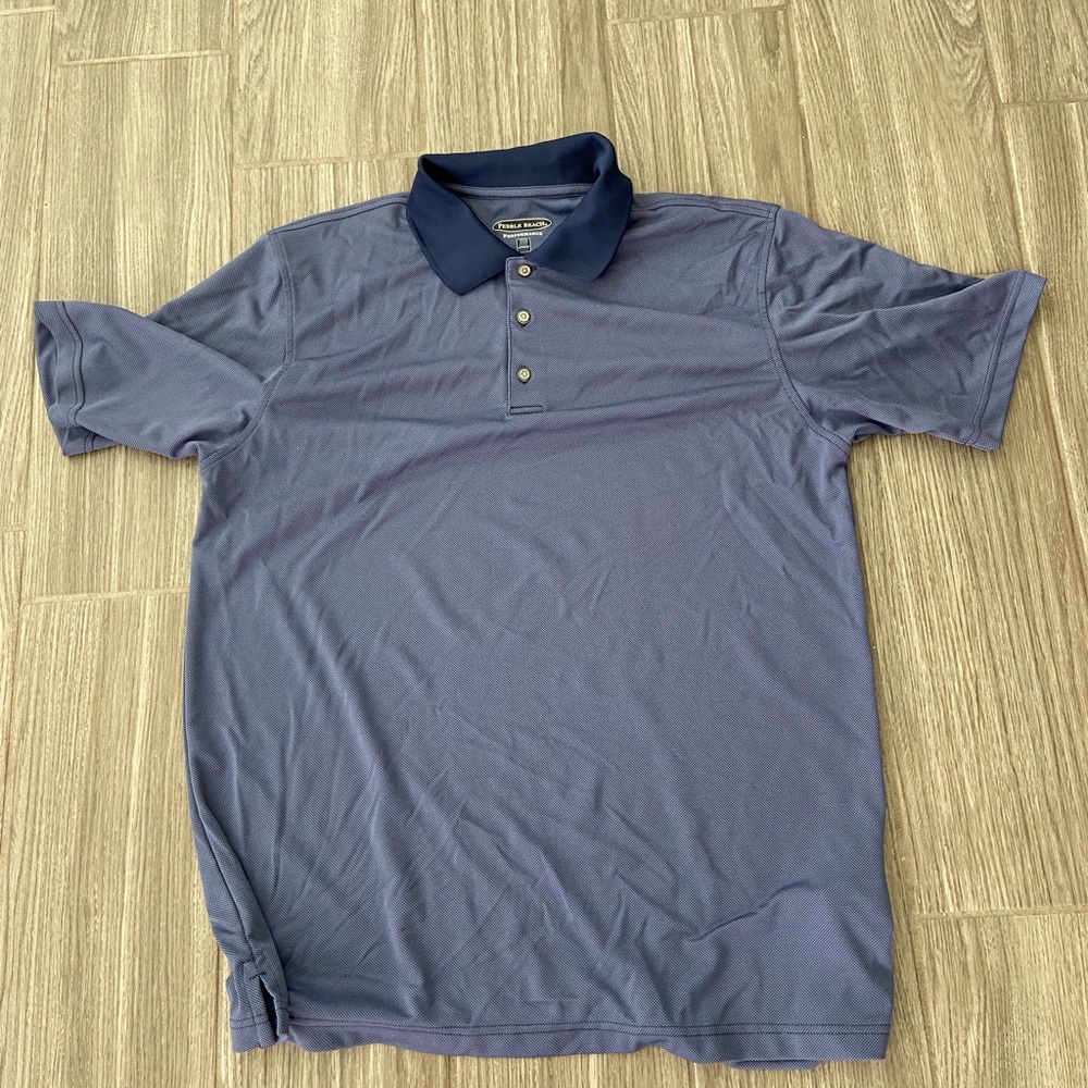 🔥3 for $5 Navy Blue Pebble Beach Golf Athletic Polo Shirt